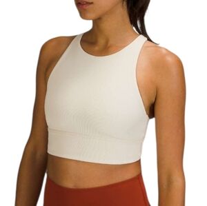 Lululemon Sports Bra Energy High-Neck Long Line Ribbed White / Ivory Size 6